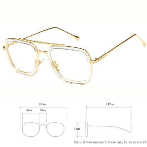 Square Sunglasses Fashion Mens Anti-UV Gold Frame Optical Glasses