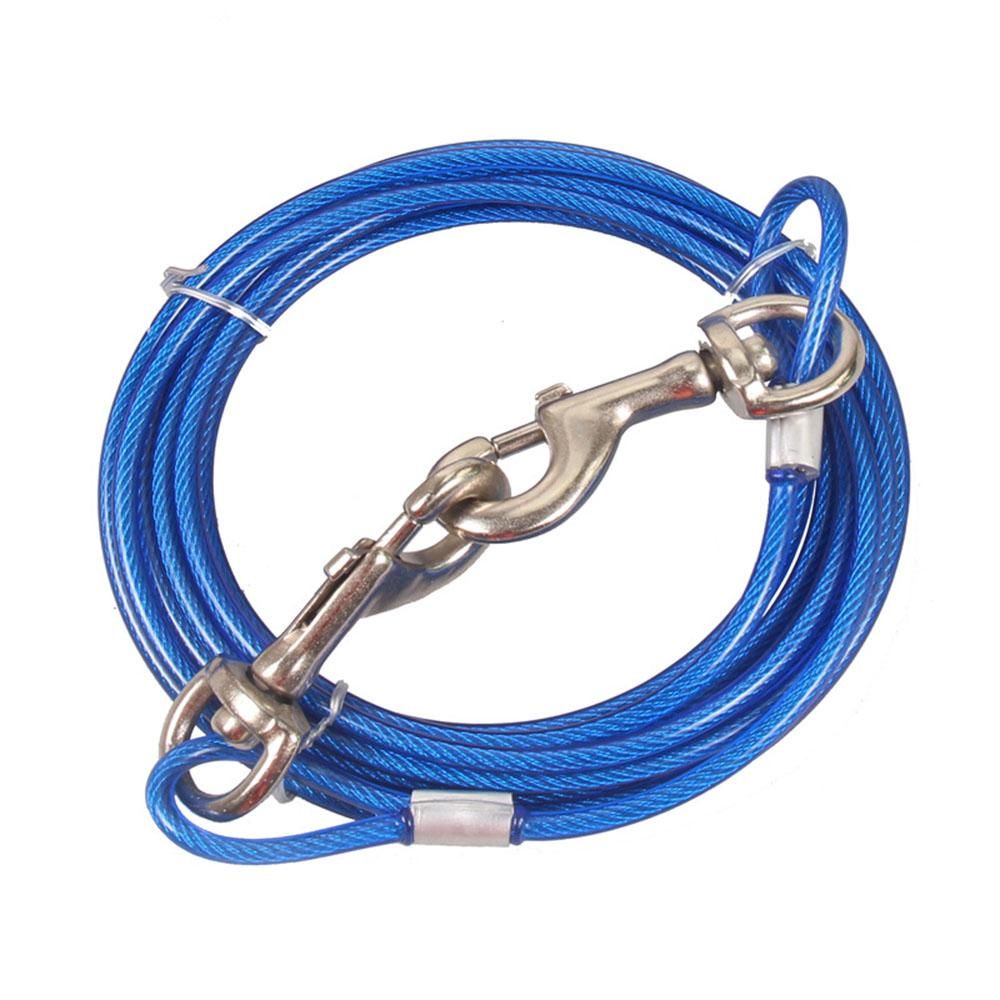 3M/5M/10M Durable Dog Tie Out Cable for Camping Pet Leash For Two Dogs Anti-Bite Steel Wire Cable Outdoor Lead Dog Double Leash