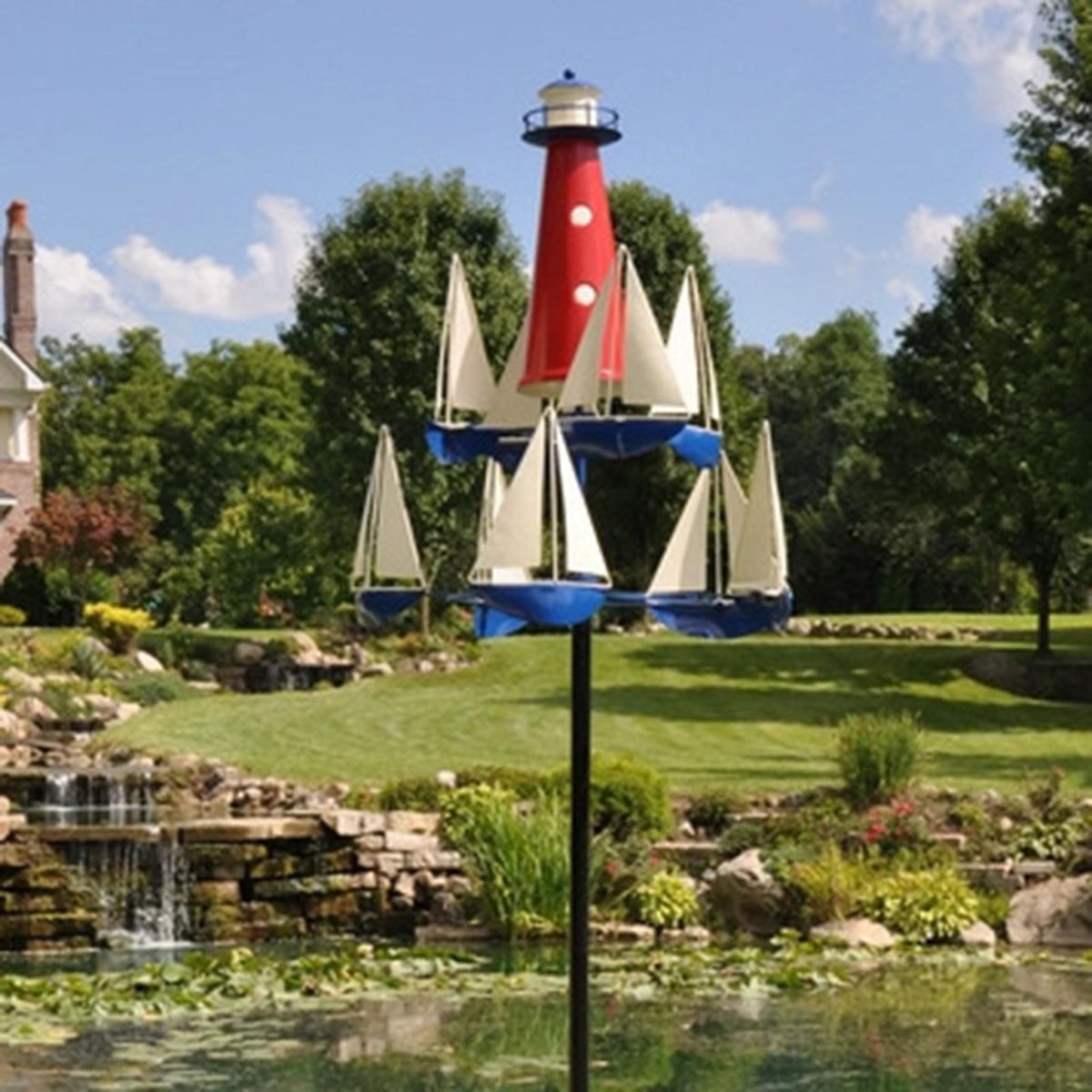 Nautical Wind Sculpture Nautical Metal Wind Spinner for Outdoor Mix Color