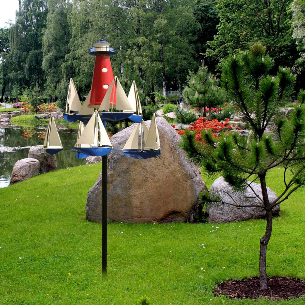 Nautical Wind Sculpture Nautical Metal Wind Spinner for Outdoor Mix Color
