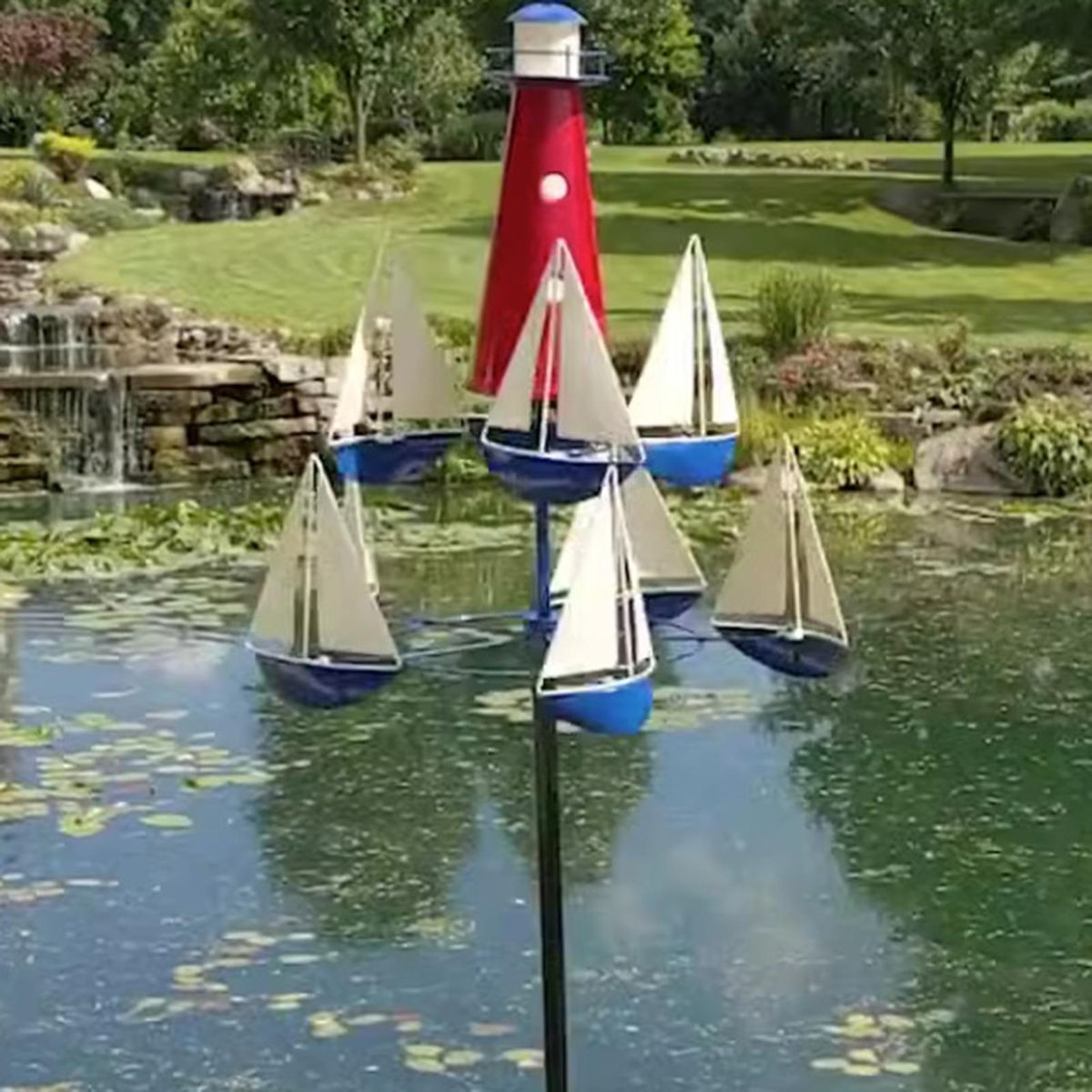 Nautical Wind Sculpture Nautical Metal Wind Spinner for Outdoor Mix Color