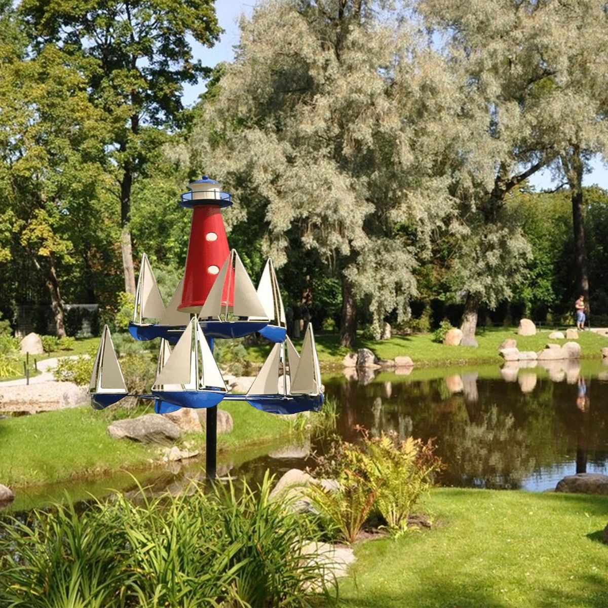 Nautical Wind Sculpture Nautical Metal Wind Spinner for Outdoor Mix Color