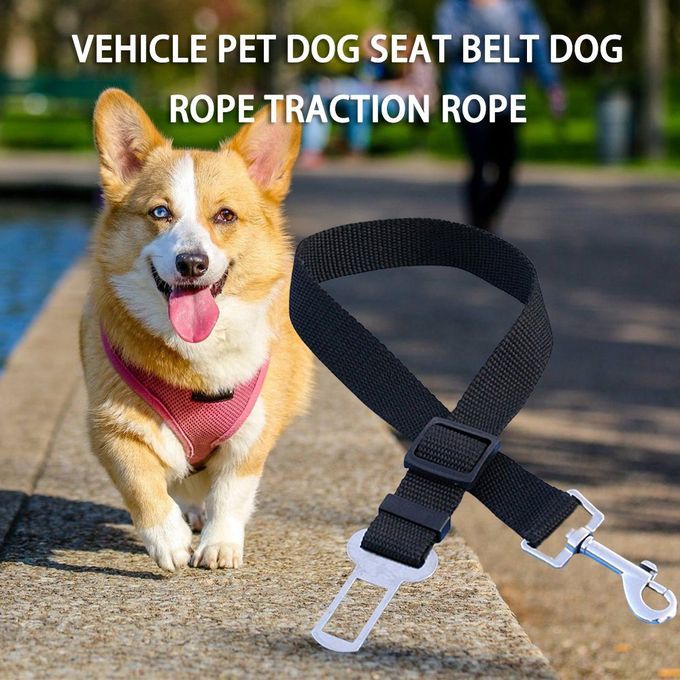 Pet Dog Cat Car Seat Belt Adjustable Harness Seatbelt Lead Leash Pet Supplies Black