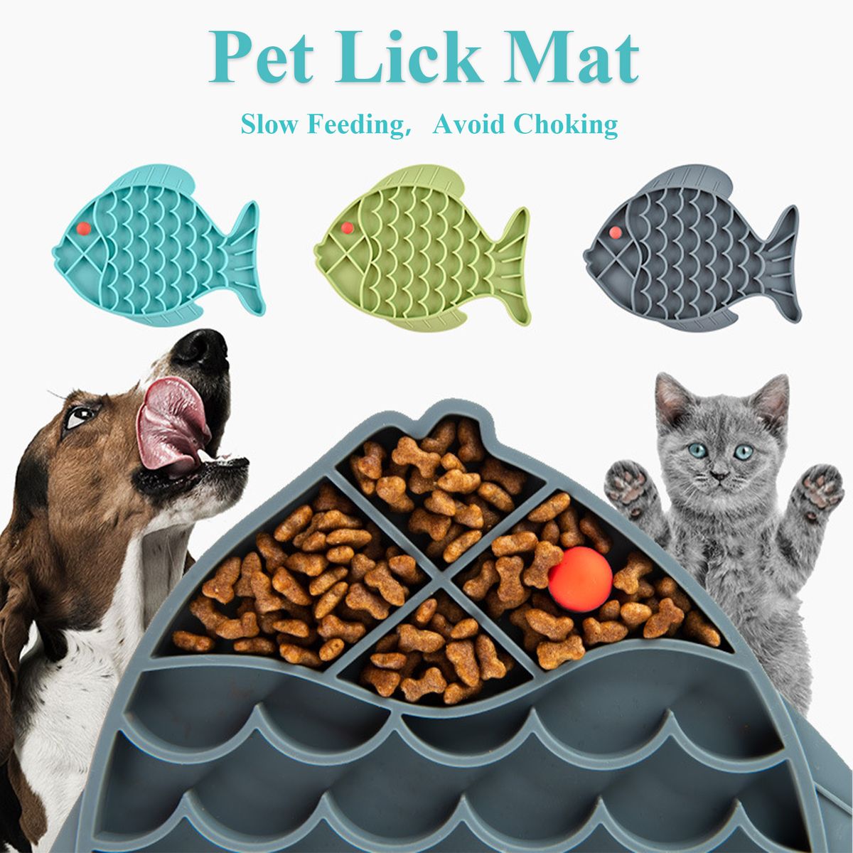 Dog Lick Mat Slow Feeding For Pet Cat Calming Treats &