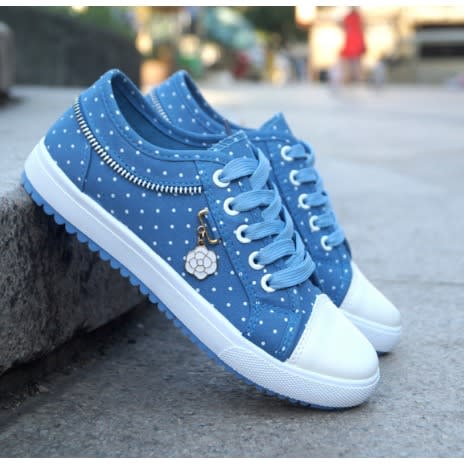 Poker Dot Ladies Shoes - Light Blue