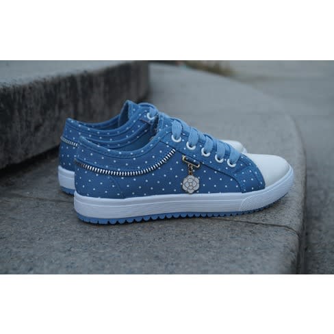 Poker Dot Ladies Shoes - Light Blue