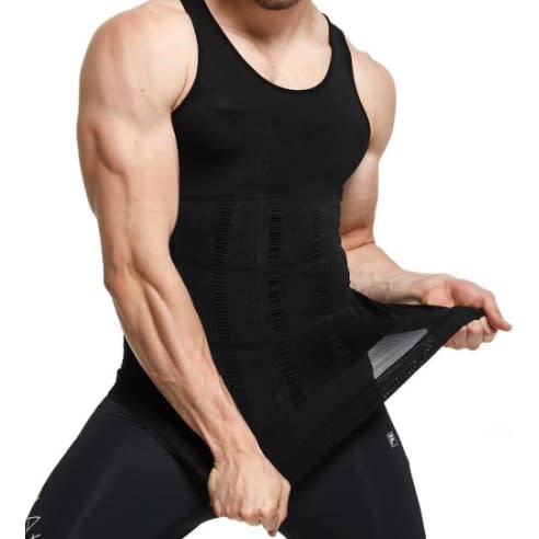 Men's Slim Tummy Shapewear Vest - Black