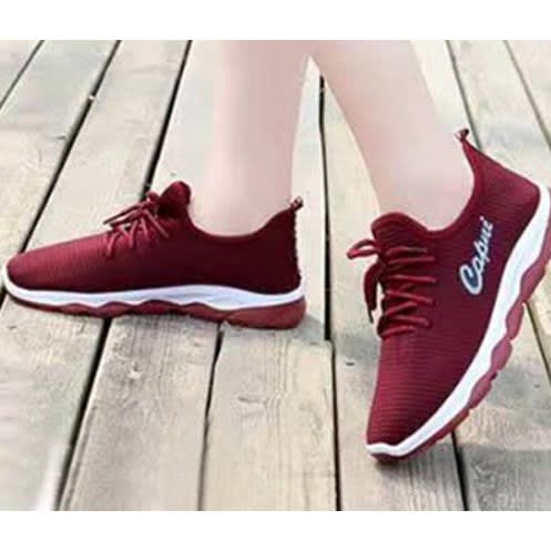 Women's Lightweight Sneakers-  Wine And White