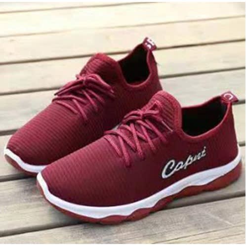 Women's Lightweight Sneakers-  Wine And White