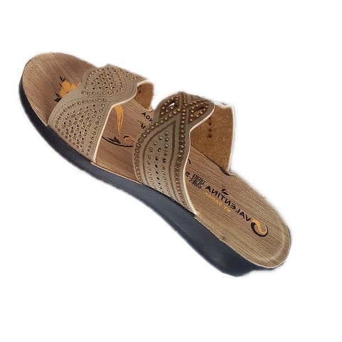 Wedge leather slippers for ladies