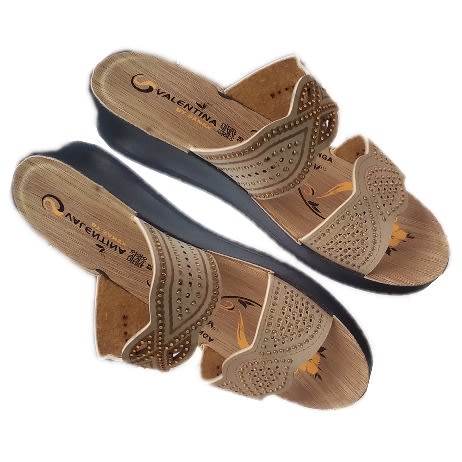 Wedge leather slippers for ladies