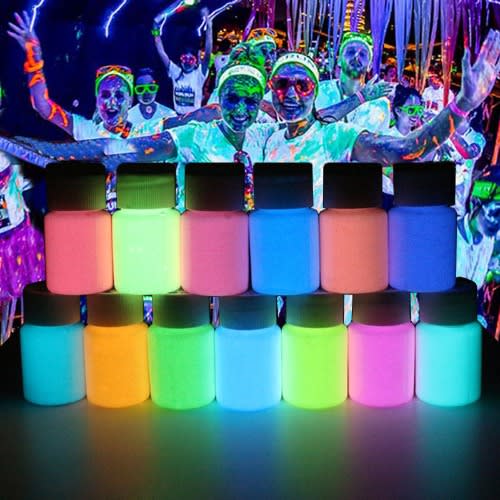 Luminous Pigment Acrylic Glow In The Dark Party Skin Paint- 13 Bottles Set