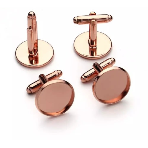 Blank Cufflinks 18mm With Glass Covers - 10 Pieces - Rose Gold