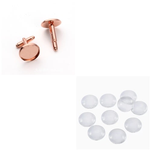Blank Cufflinks 18mm With Glass Covers - 10 Pieces - Rose Gold