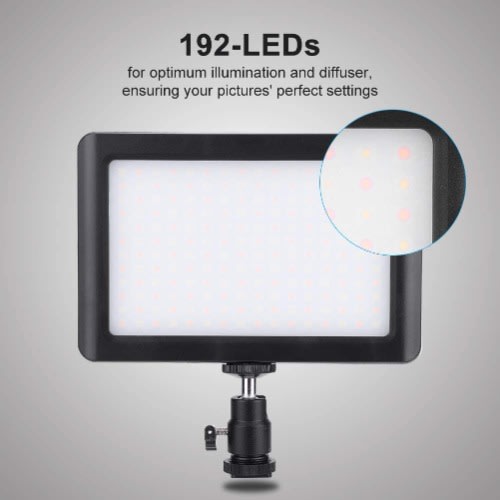 Pad-192 Led Dimmable Continous Light Panel With Camera Mount And Filters Video Lighting,