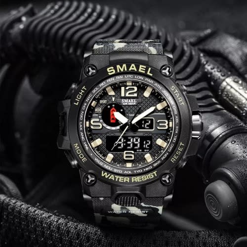 Men's Waterproof Quartz Alarm Dual Display Watch 1545d - 50m