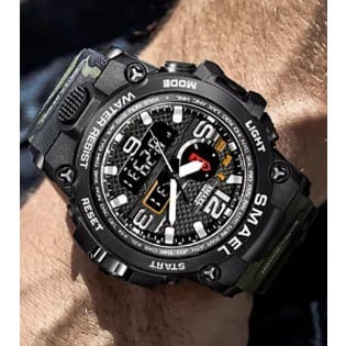 Men's Waterproof Quartz Alarm Dual Display Watch 1545d - 50m