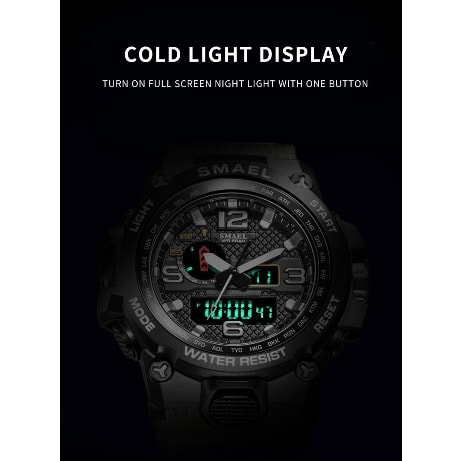 Men's Waterproof Quartz Alarm Dual Display Watch 1545d - 50m