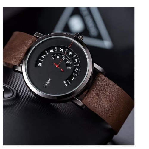 Men’s Leather Strap Wristwatch - Brown