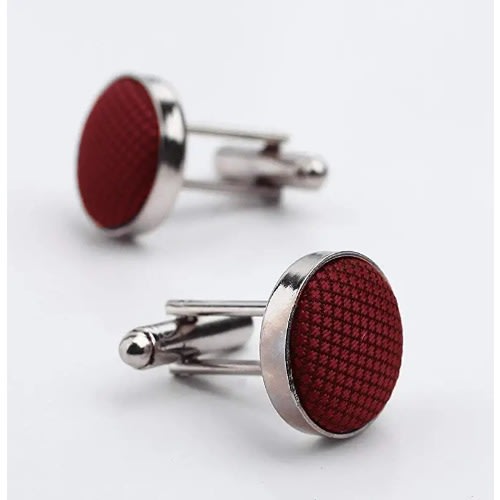 Men's Bowtie With Cufflinks And Pocket Square  - Wine