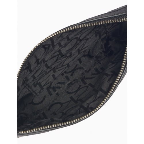 Embossed Monogram Logo Large Zip Wristlet, Black