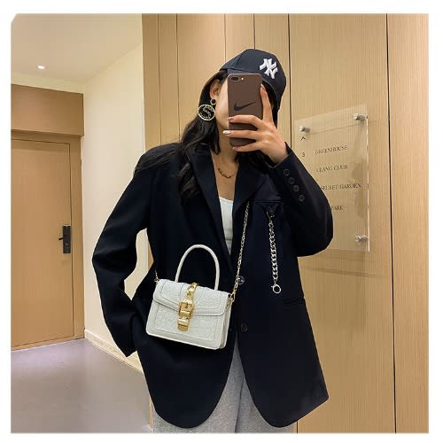 Premium Quality Leather Ladies Crossbody Hand Bag- White