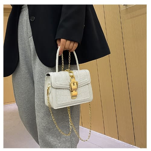 Premium Quality Leather Ladies Crossbody Hand Bag- White