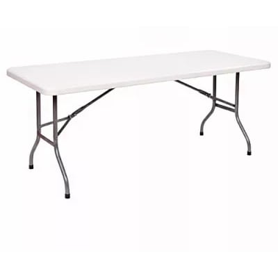 8-seater Rectangular Plastic Top Folding Table 5ft With Foldable Metal Legs