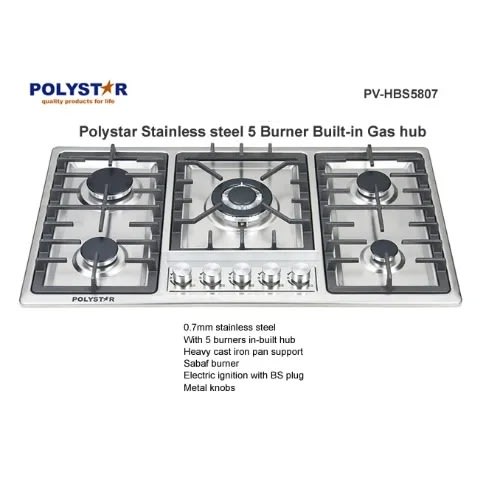 Pv-hbs5807 - 7mm Stainless Steel 5 Built-in Gas Burner Hub