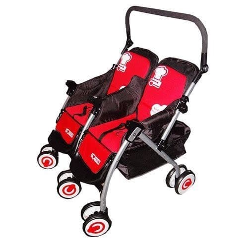 2 In 1 Double Stroller- Red And Black