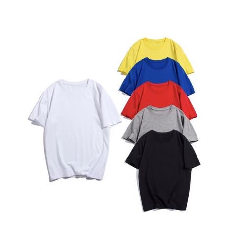 Unisex Plain Round Neck Basic Shirt-6 In 1