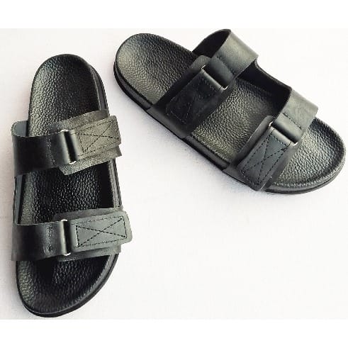 Men Double Leather Slippers