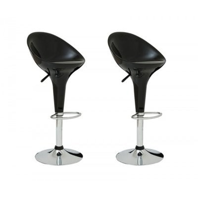 2 Swivel Adjustable Bar Stools - Black
