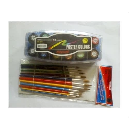 Poster Colour - 12 Colours + Artist Brush - 12 Pieces