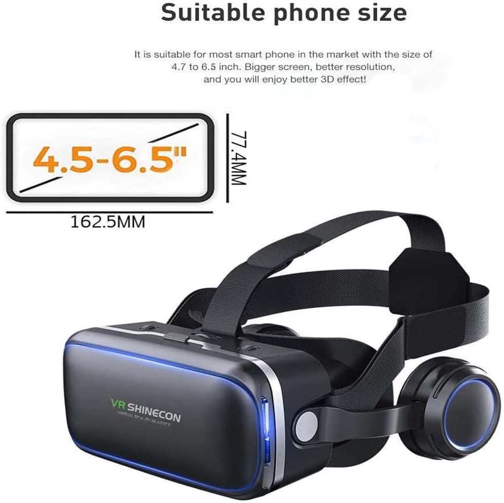 Shinecon 6.0 Virtual Reality Smartphone 3D Glasses VR Headset Stereo Helmet VR Headset With Remote Control