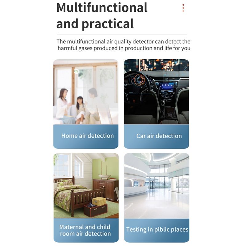 PM2.5/PM10 Air Quality Detector Indoor Air Quality Monitor 6 In 1 Air Quality Detector White