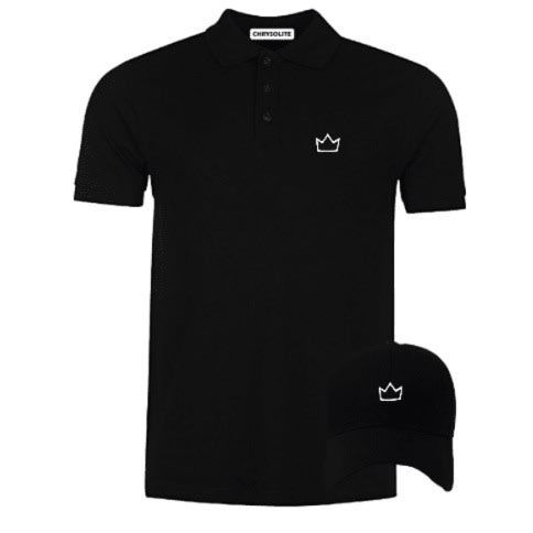 Men's Short Sleeve Polo With Cap - Black