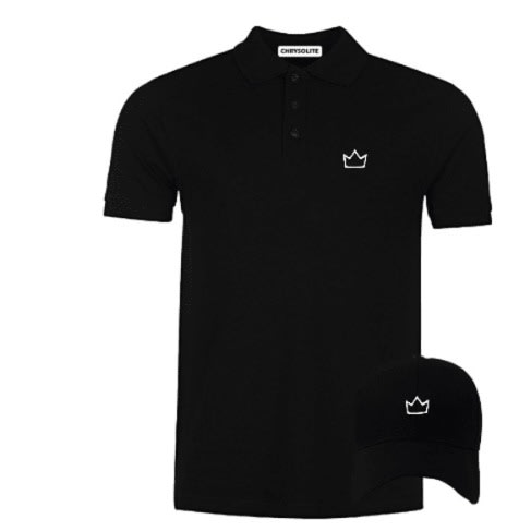 Men's Short Sleeve Polo With Cap - Black