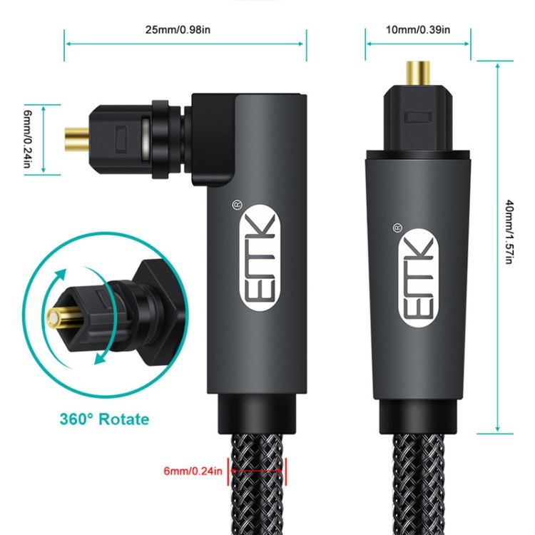 EMK Optical Audio Cable 20m(Black)