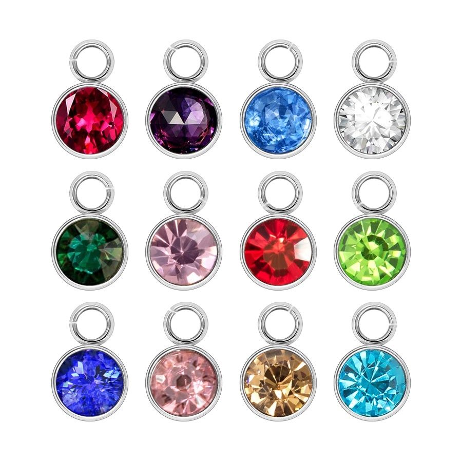 2-Pack Birthstone Crystal Bracelet Necklace DIY Stainless Steel Beads