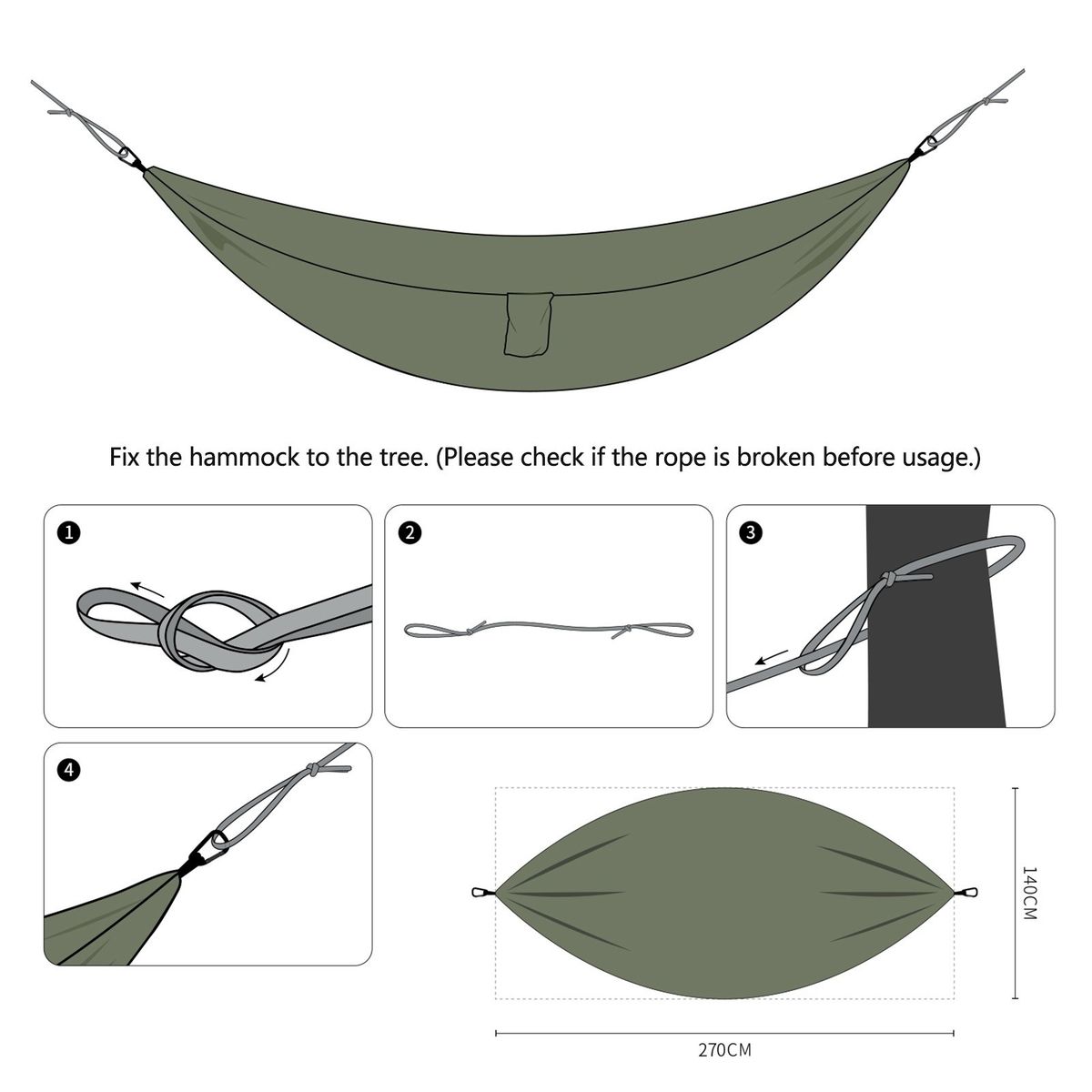 Nylon Hammock Widened Indoor Outdoor Swing Camping Supplies
