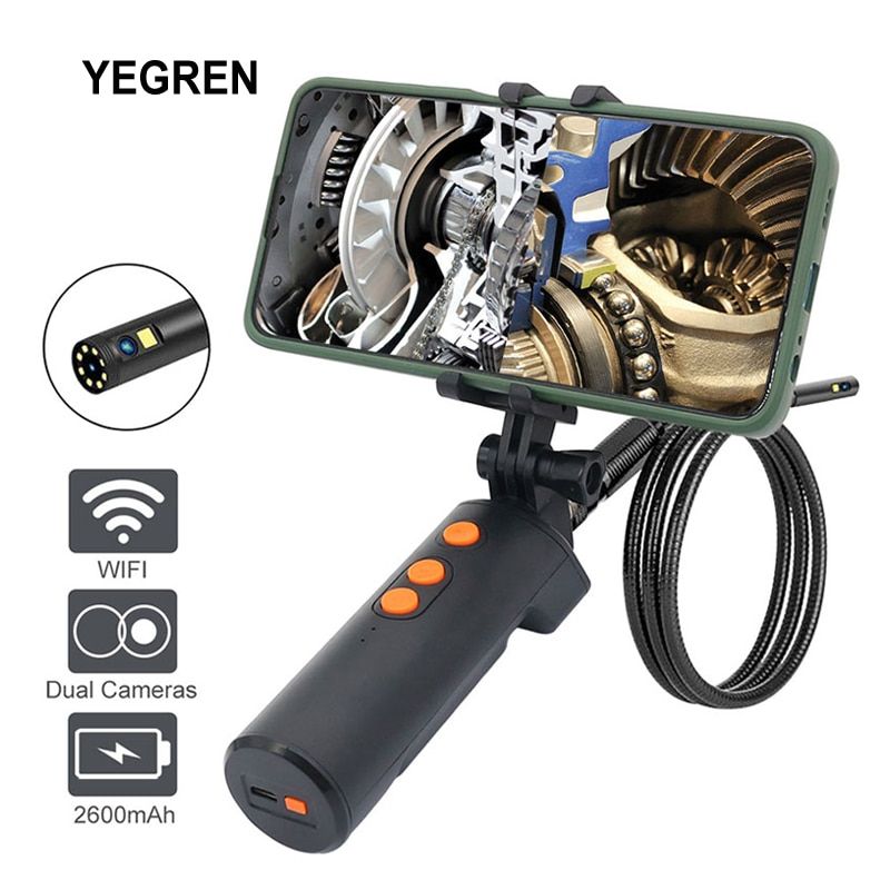 Handheld WIFI Endoscope Dual Camera Waterproof 1080P Industrial Borescope With Mobile Phone Clip Snake Cable  Inspector-8mm