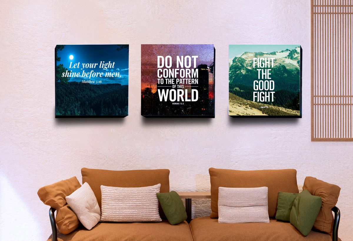 3pcs Stickable Christian Scripture Wall Art Decor Frame