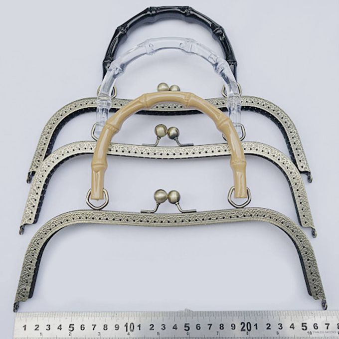 Embossed Metal Purse Frame Bag Kiss Clasp Lock Clutch DIY Clear Handle