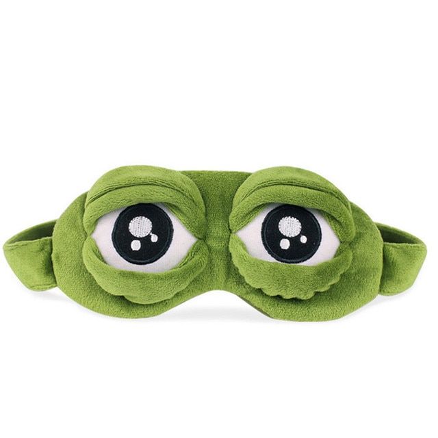 Funny Green Frog-Cartoon Kawaii The Sad 3d Eye Mask Cover S