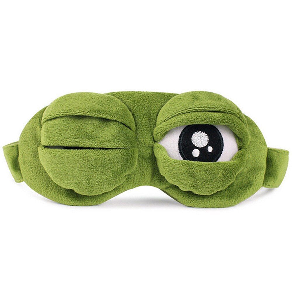Funny Green Frog-Cartoon Kawaii The Sad 3d Eye Mask Cover S