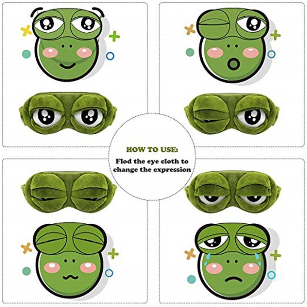 Funny Green Frog-Cartoon Kawaii The Sad 3d Eye Mask Cover S