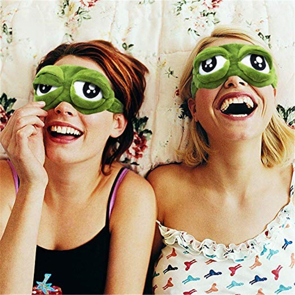 Funny Green Frog-Cartoon Kawaii The Sad 3d Eye Mask Cover S