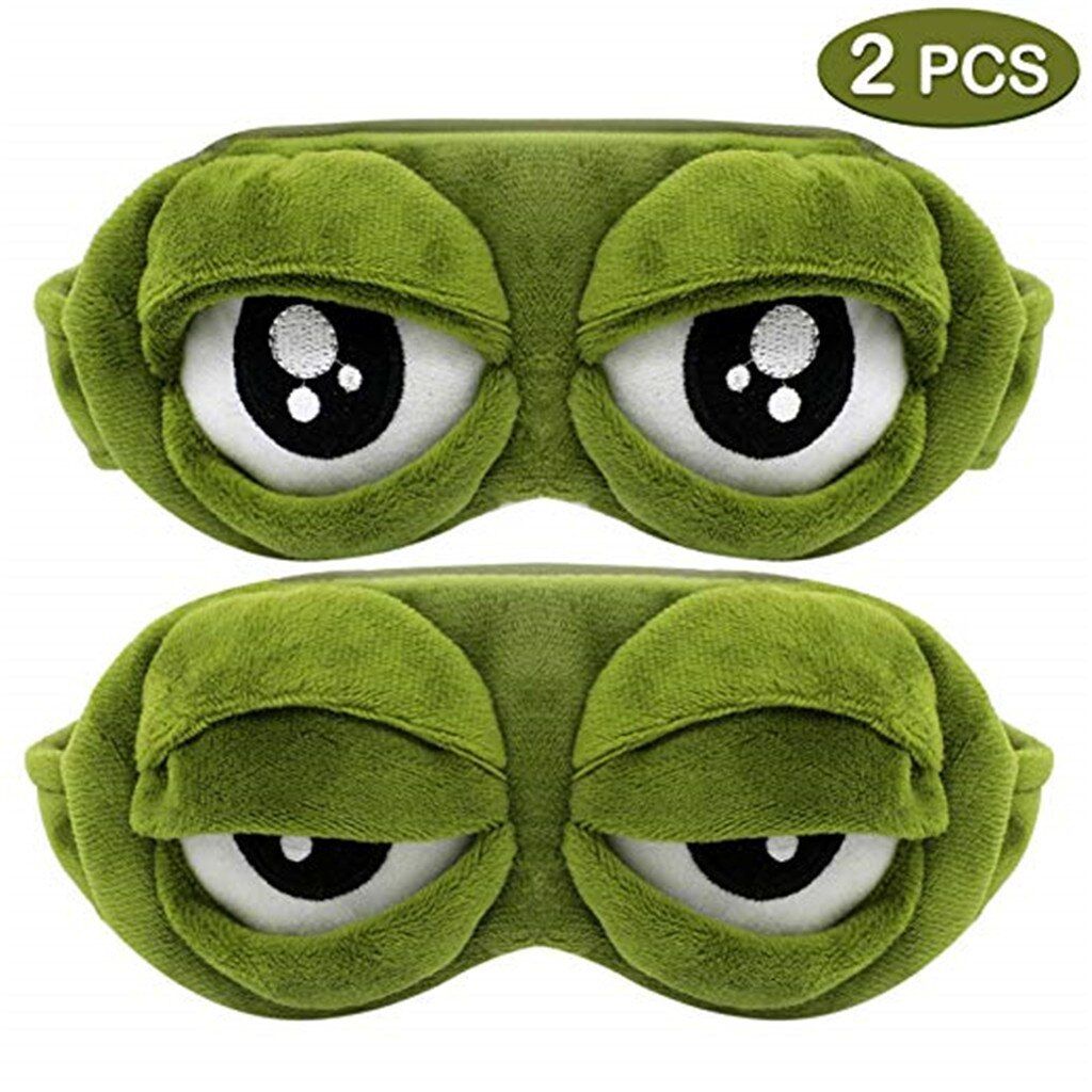 Funny Green Frog-Cartoon Kawaii The Sad 3d Eye Mask Cover S