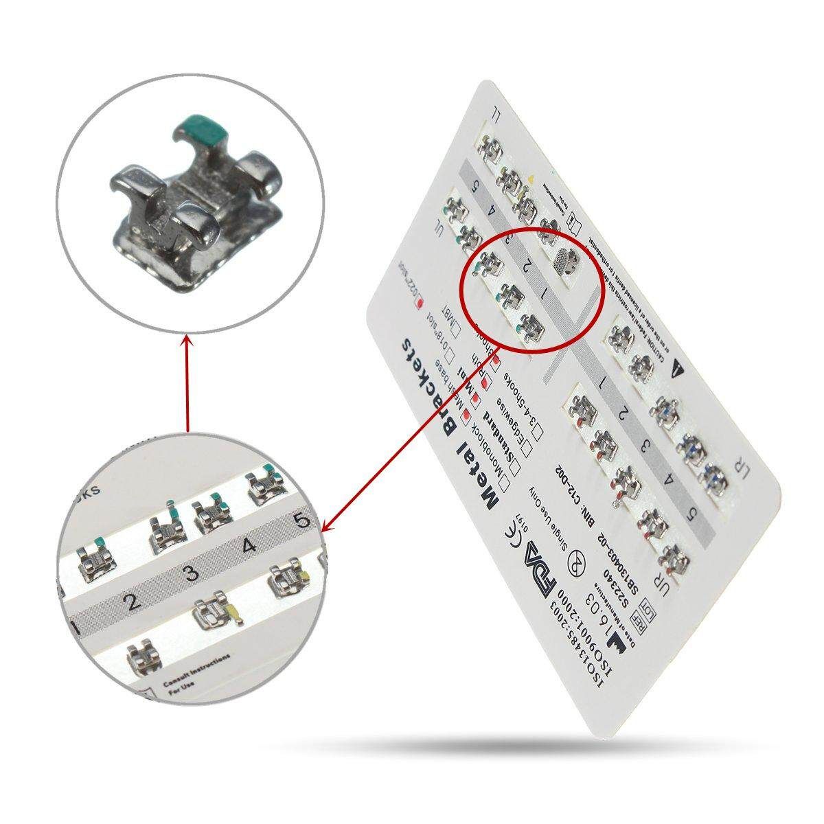 5 Pack AZDENT Dental Orthodontic Metal Brackets 022 345H Roth Slot 20 Pcs/Pack